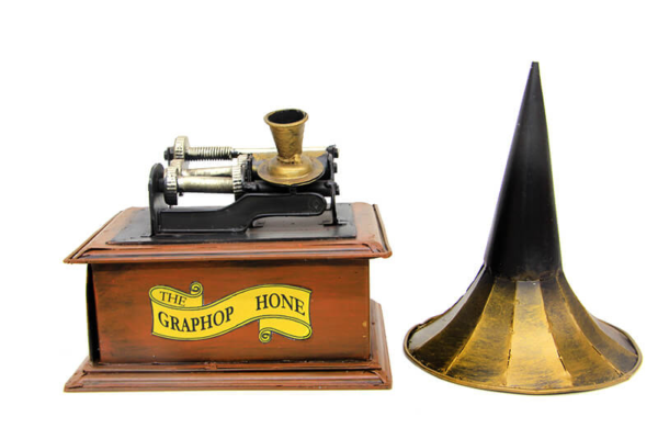 Çekmecəli Metal Nostalji Gramofon Biblo (Vintage Hədiyyə) - Image 3