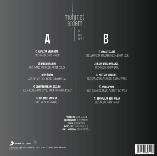Mehmet Erdem ( Bir Şarkı Vardı Ya ) plak (Vinyl) Plastinka LP - Image 2