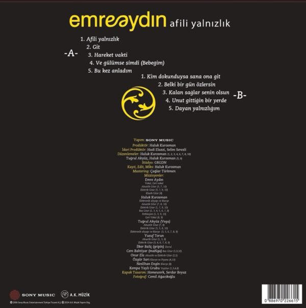 Emre Aydın (Afili Yalnızlık Yeni Baskı) - Plak plak (Vinyl) Plastinka LP - Image 2