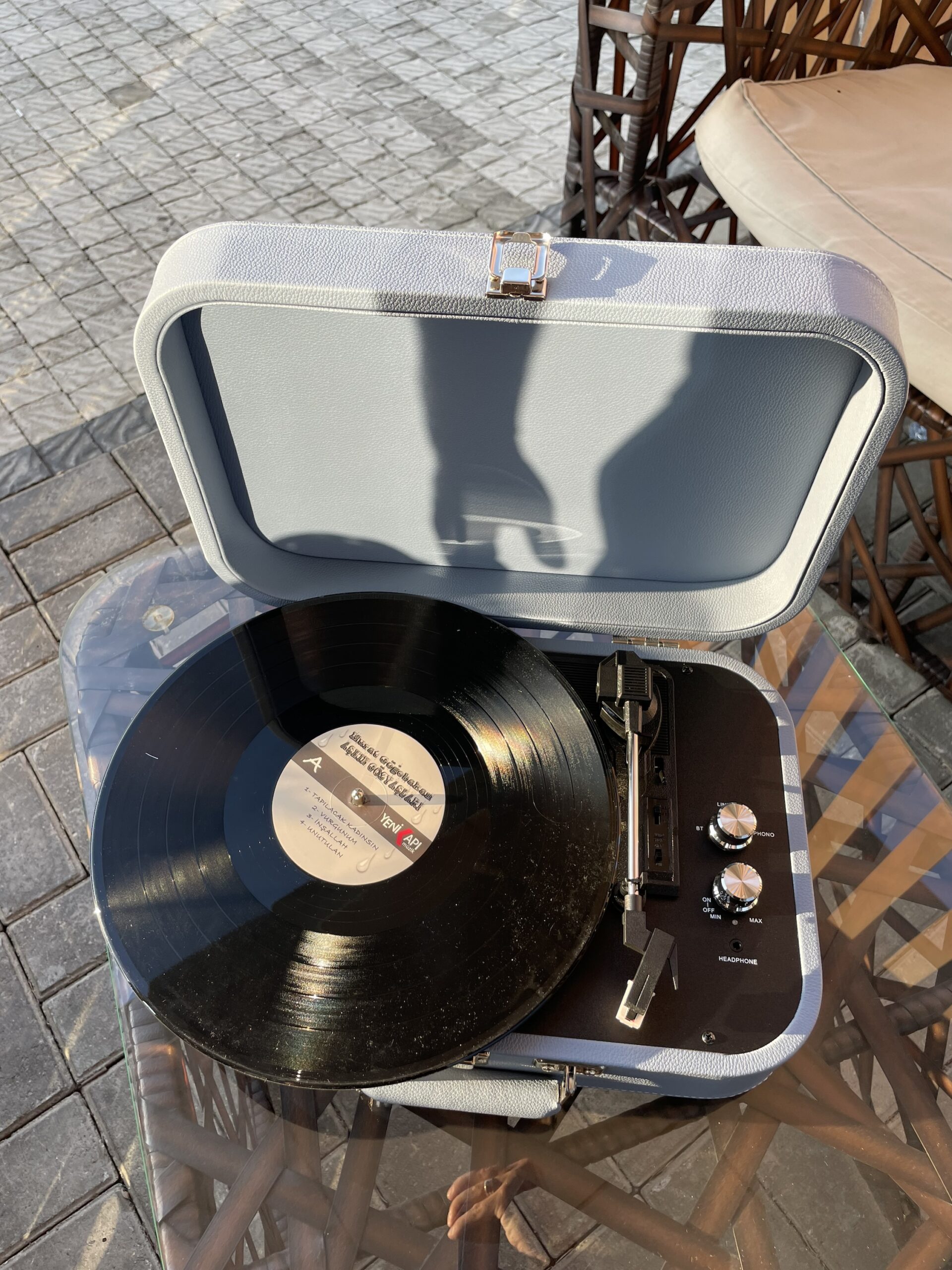 Gramofon-val oxuducu | retro pikap | Nostolji musiqi mavi Oval - Image 2