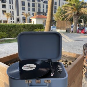 Gramofon-val oxuducu | retro pikap | Nostolji musiqi mavi Oval