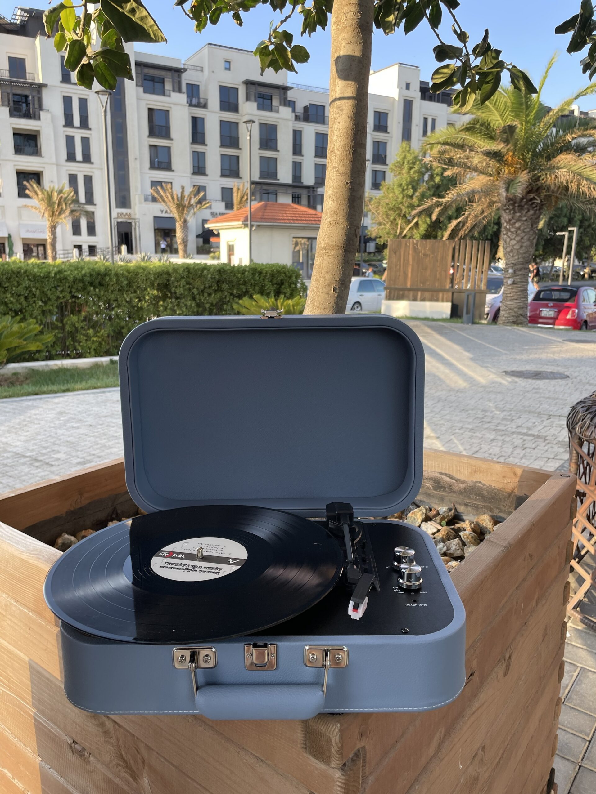 Gramofon-val oxuducu | retro pikap | Nostolji musiqi mavi Oval